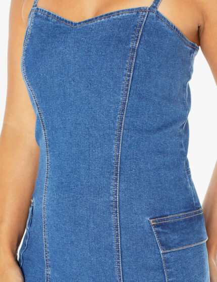 Sleeveless Denim Dress - Image 3