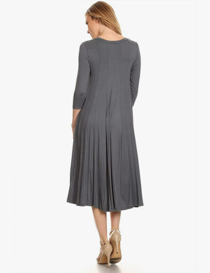 Round Neck Pleated Dress - Image 14