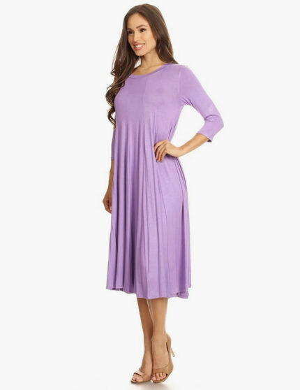 Round Neck Pleated Dress - Image 5